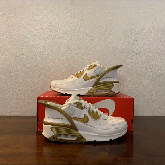 Nike Shoes - Nike Air Max 90 Flyease GS 'White Gold' CV0526-100 5.5Y Women's Size 7
